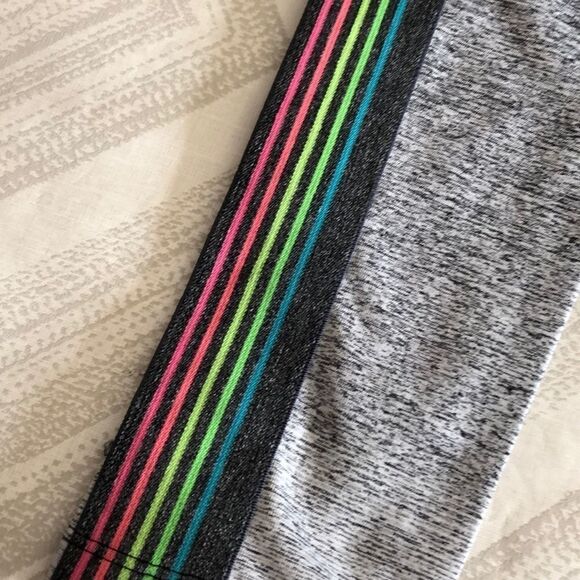 NYLORA Grey Ombré Leggings Neon Rainbow Side Stripes Size XS - Picture 6 of 8